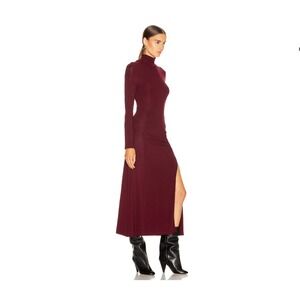 STAUD Side Slit Fitted Dress In Merlot Maroon Burgundy Medium
